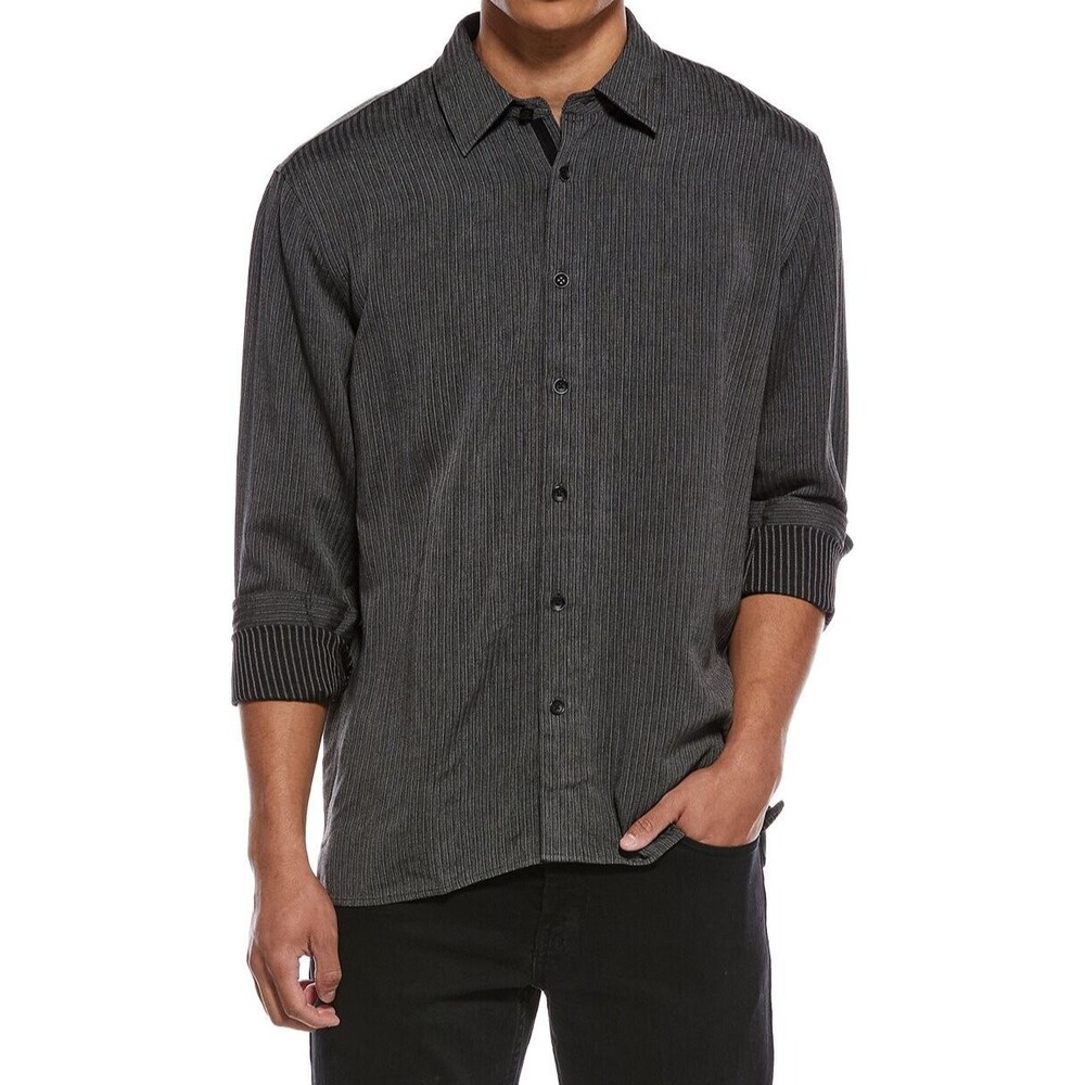 RAG & BONE Button Up Shirt Mens Large Grey Refined Dalton Viscose $348